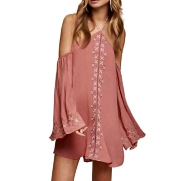 TJD Desert Rose Boho Mini Dress Size S - Picture 3 of 13